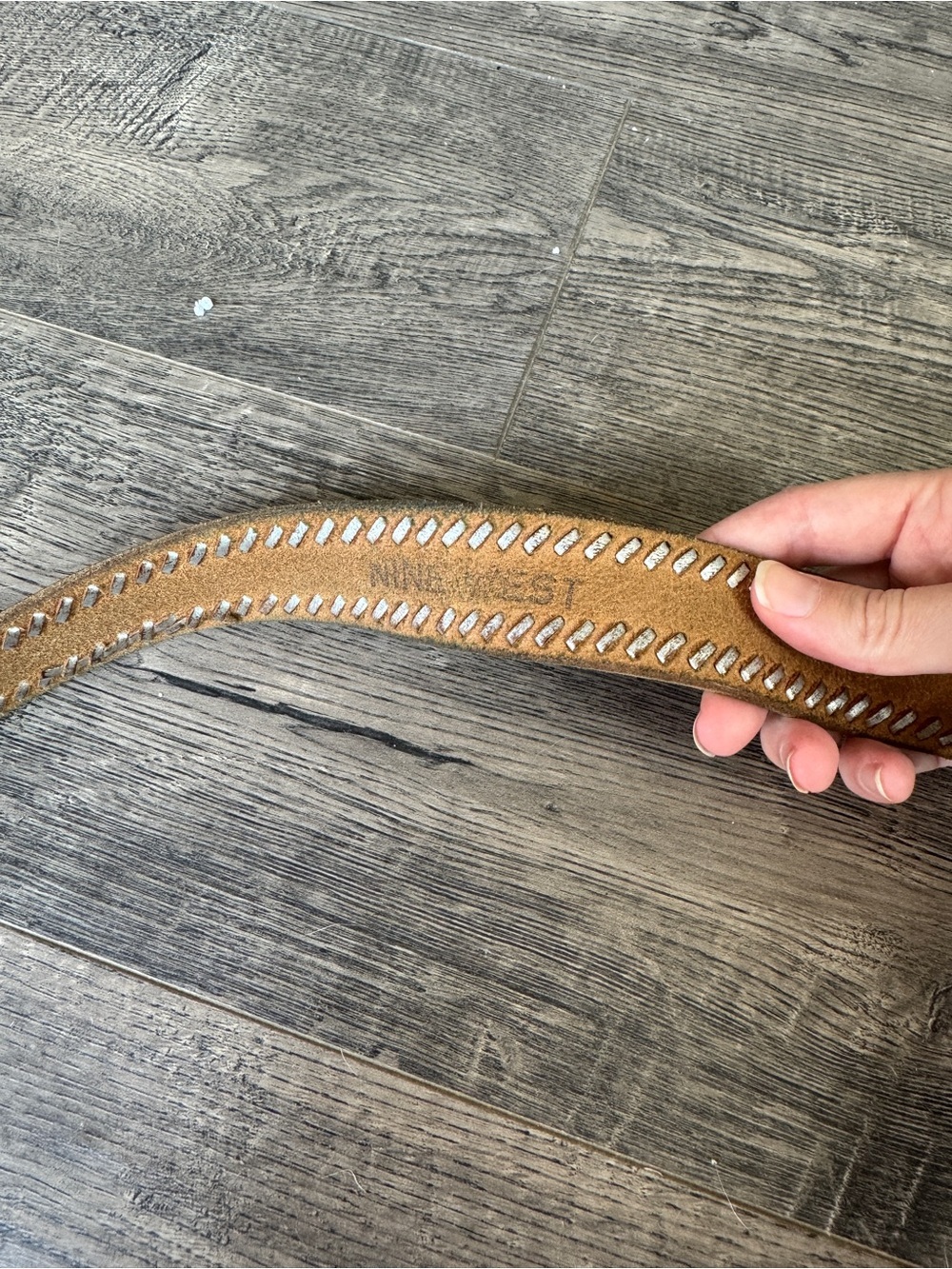 Nine West Tan Braided Leather Belt with Brass Buckle - Picture 6 of 7